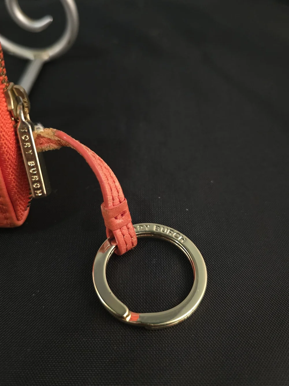 Tory Burch Orange Zip Card Case Keyring